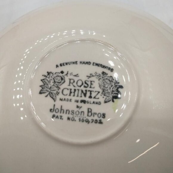 Johnson Bros Rose Chintz Cup & Saucer Set Hand Engraved Genuine Made In England - Picture 3 of 3